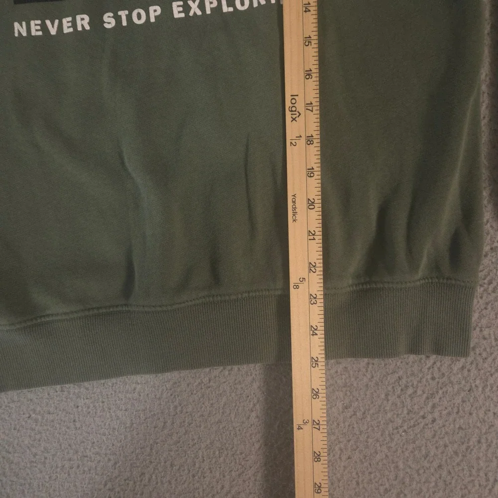 The North Face Hoodie Mens Small Green Box NSE Pullover Cotton Graphic Logo